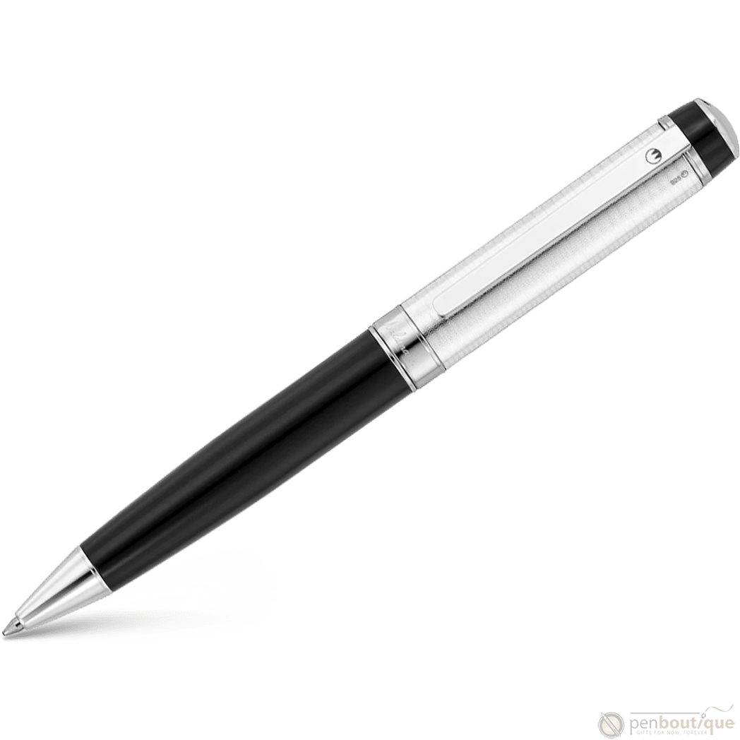 Waldmann Grandeur Ballpoint Pen - Black - Platinum Trim - Pen Boutique Ltd