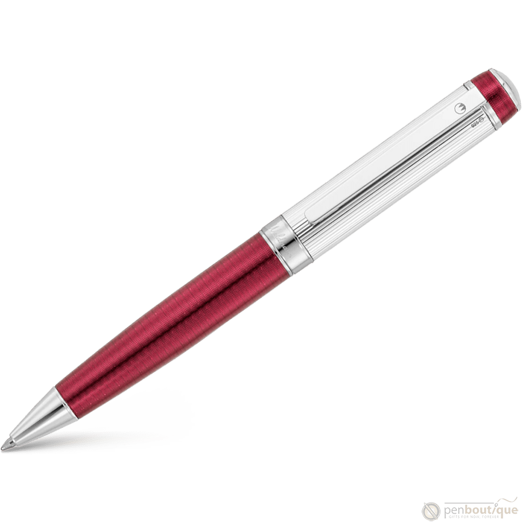 Waldmann Grandeur Ballpoint Pen - Burgundy - Platinum Trim - Pen Boutique Ltd