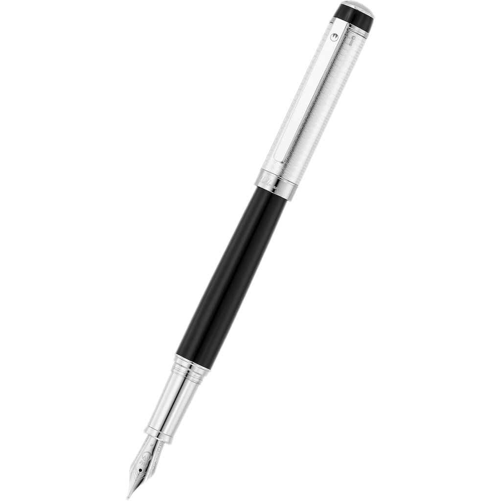 Waldmann Grandeur Fountain Pen - Black - Platinum Trim - Pen Boutique Ltd