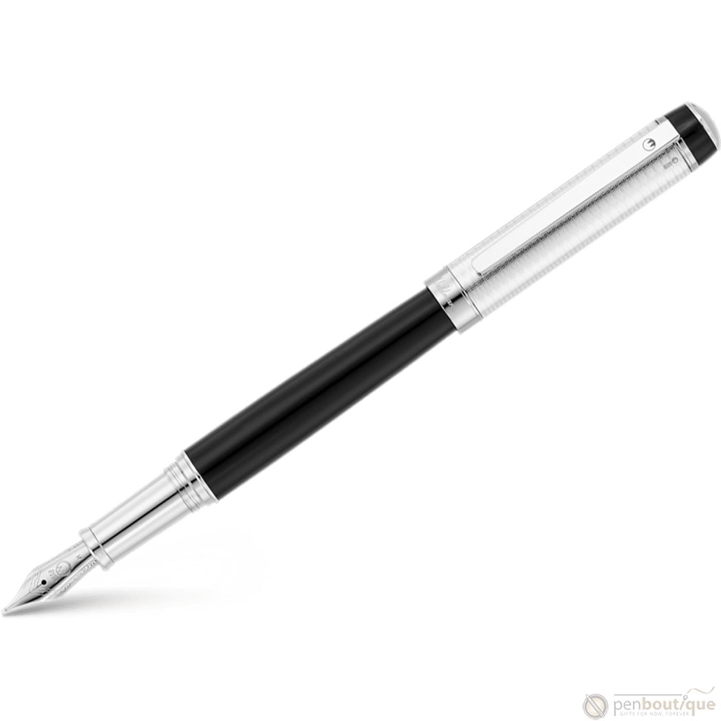 Waldmann Grandeur Fountain Pen - Black - Platinum Trim - Pen Boutique Ltd