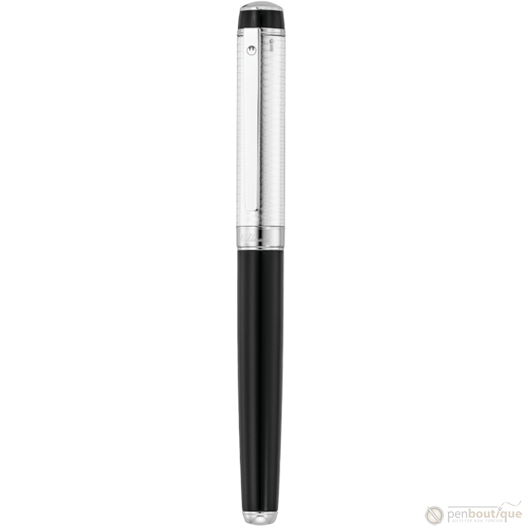 Waldmann Grandeur Fountain Pen - Black - Platinum Trim - Pen Boutique Ltd
