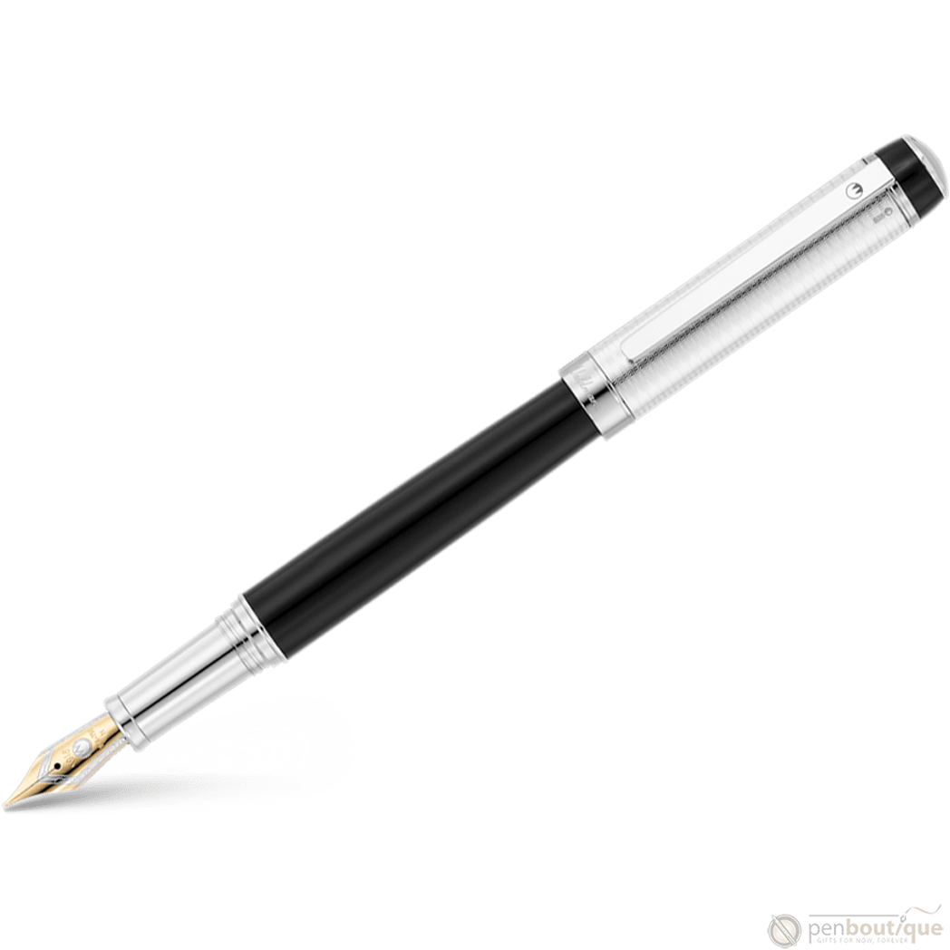 Waldmann Grandeur Fountain Pen - Black - Platinum Trim - Pen Boutique Ltd