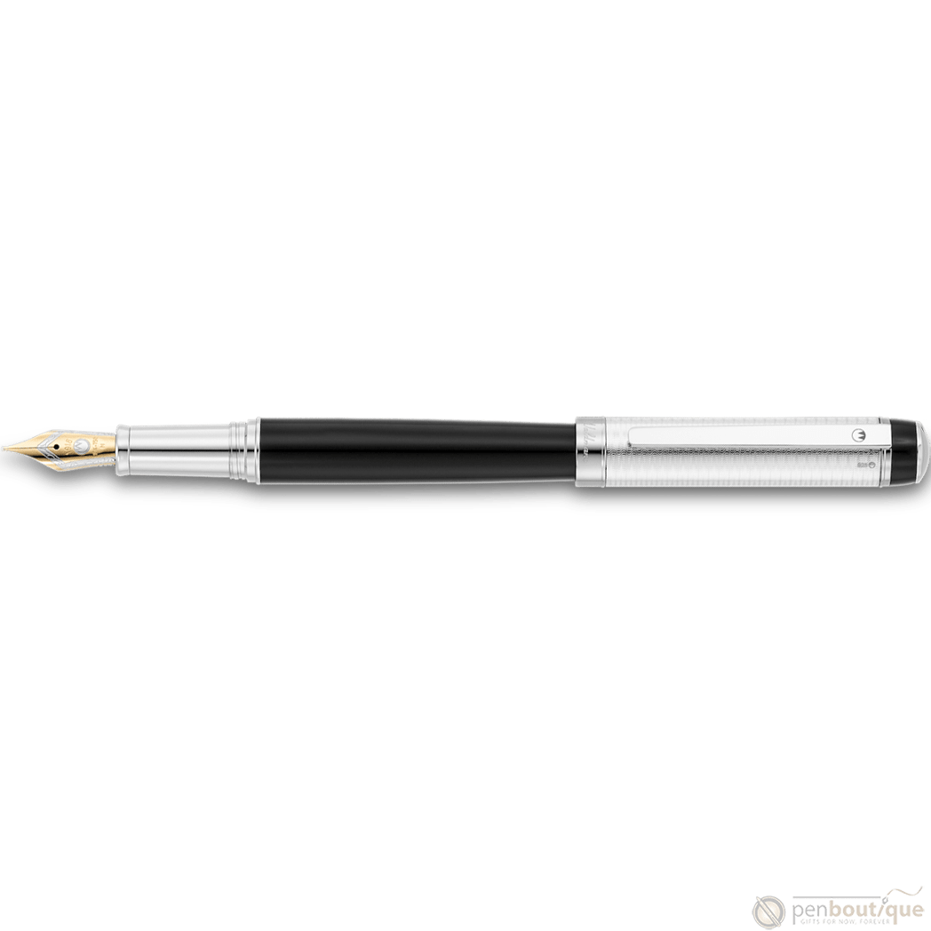 Waldmann Grandeur Fountain Pen - Black - Platinum Trim - Pen Boutique Ltd