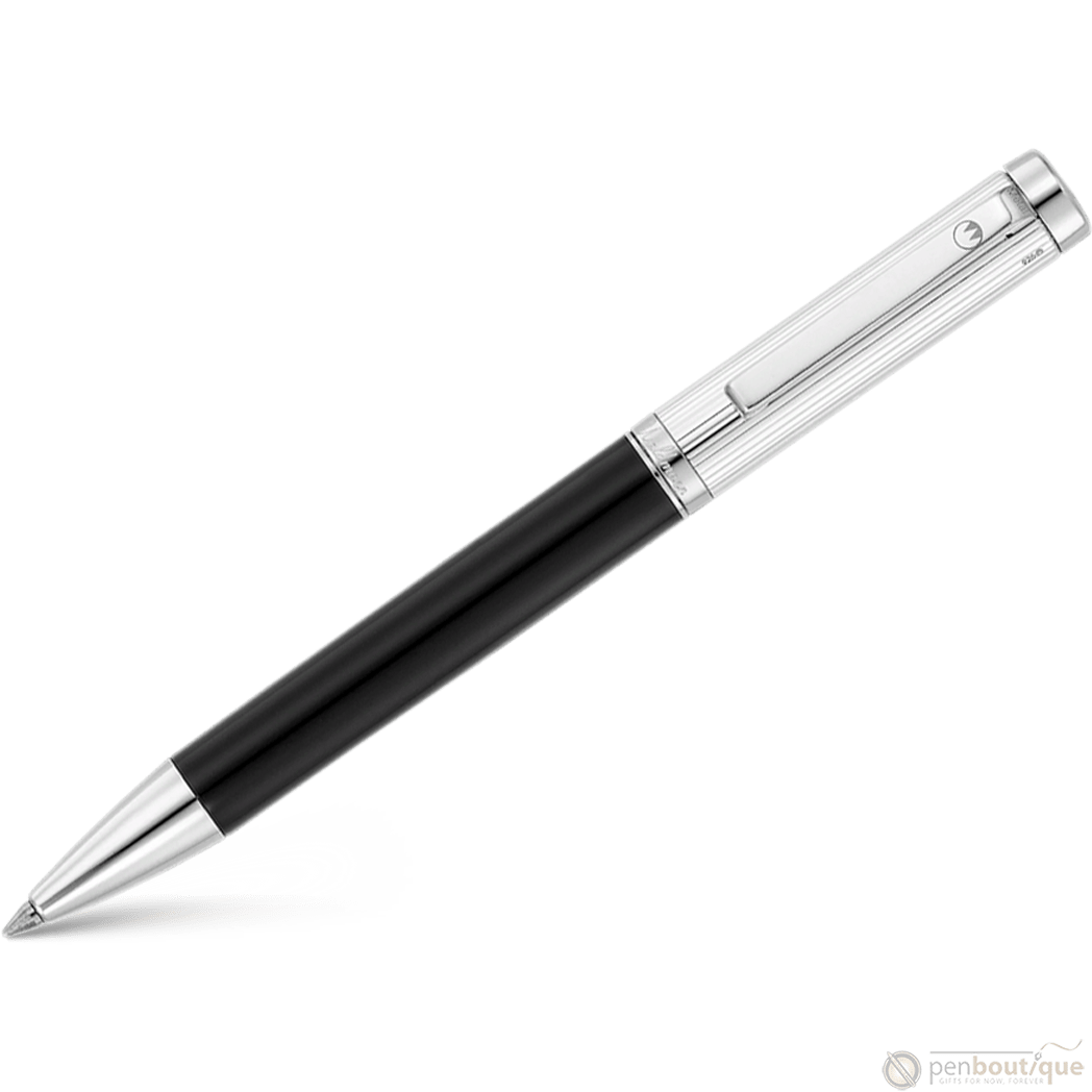 Waldmann Liberty Ballpoint Pen - Black - Platinum Trim - Pen Boutique Ltd