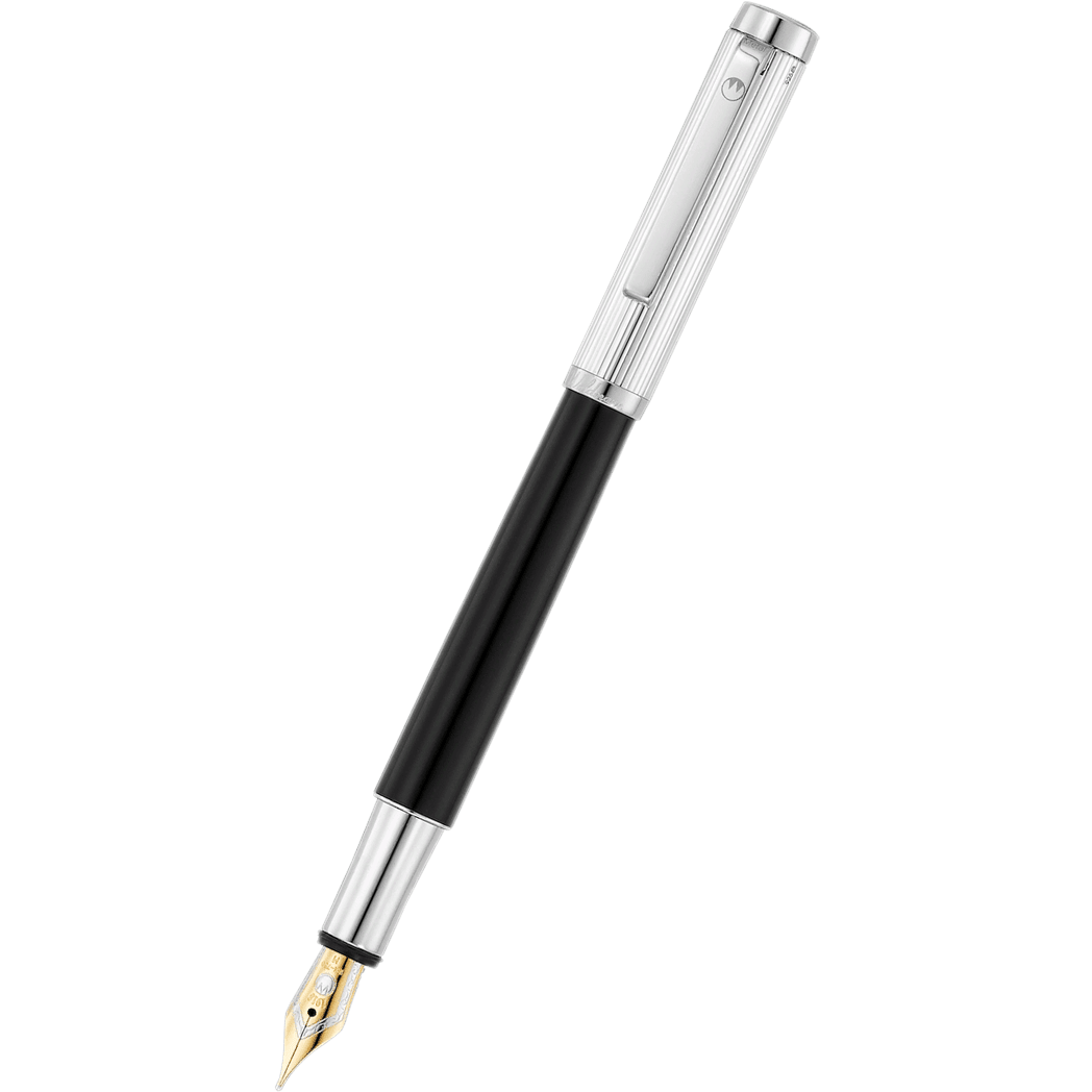 Waldmann Liberty Fountain Pen - Black - Platinum Trim - Pen Boutique Ltd