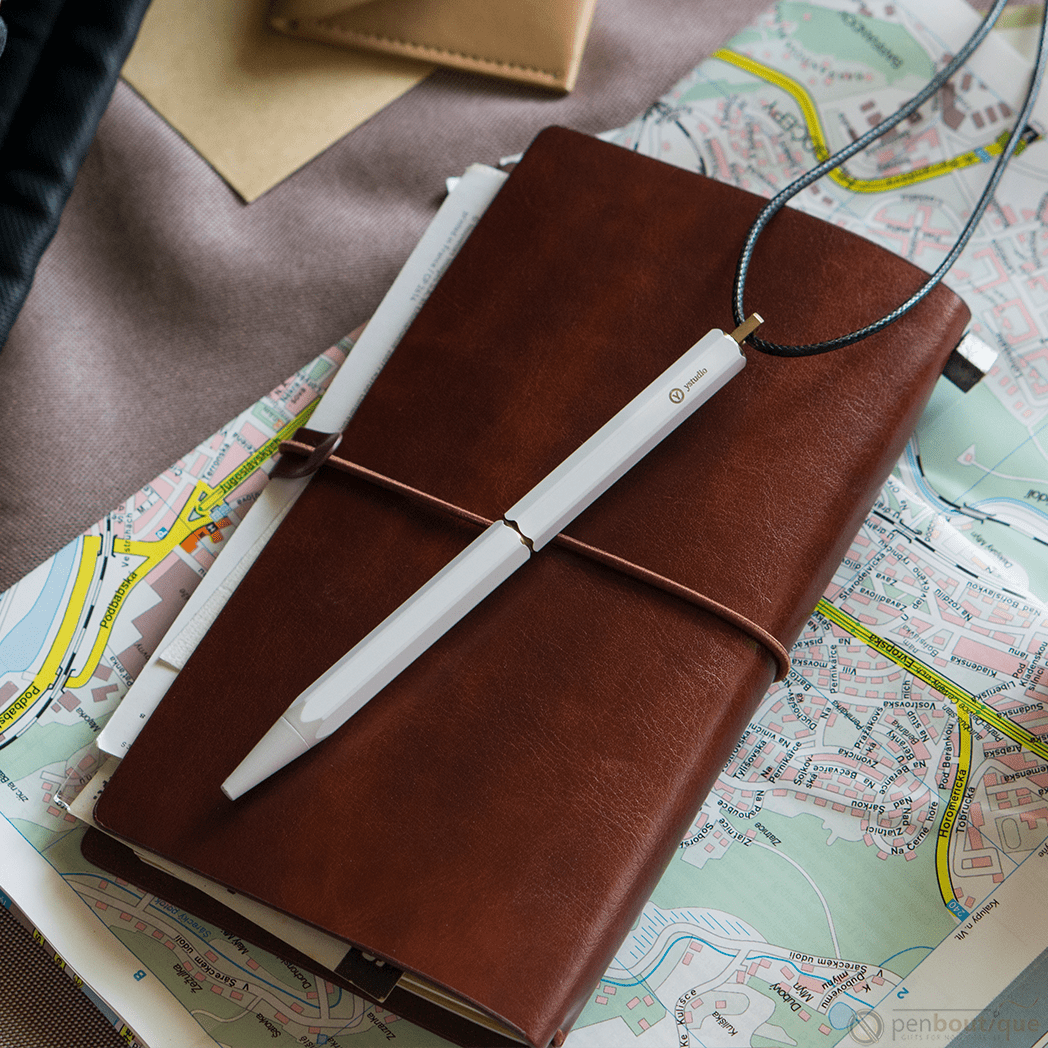 YStudio Brassing Portable Ballpoint Pen - White - Pen Boutique Ltd