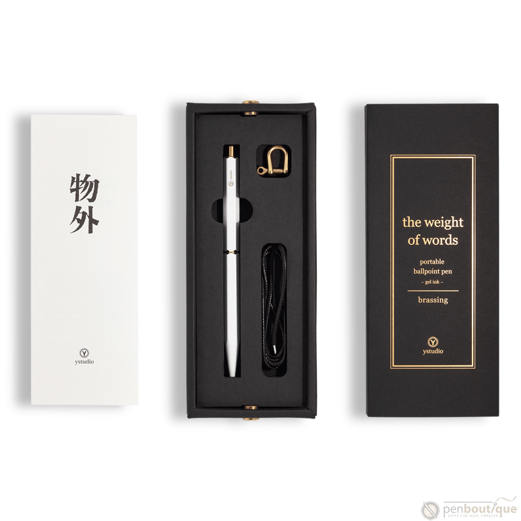 YStudio Brassing Portable Ballpoint Pen - White - Pen Boutique Ltd