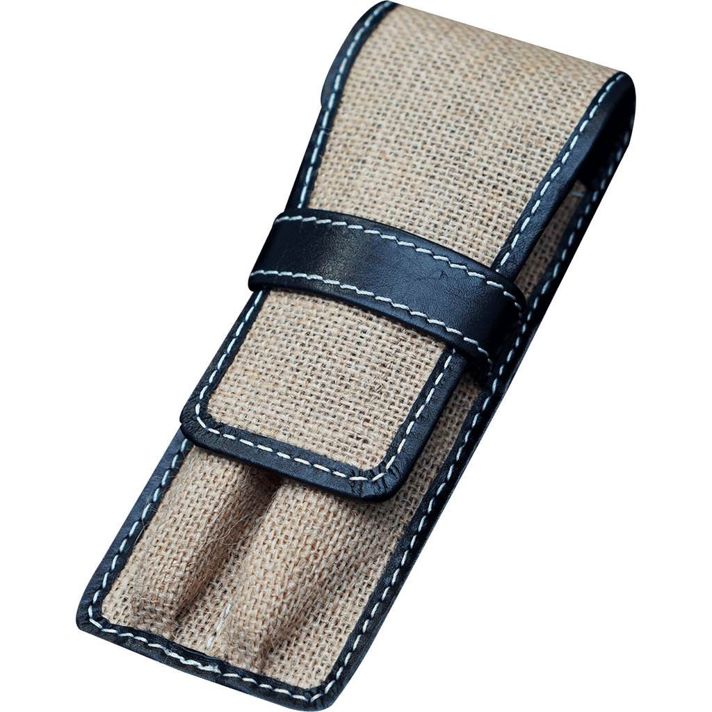 Pen Boutique Yak Leather 2 Pen Jute Cover - Black - Pen Boutique Ltd