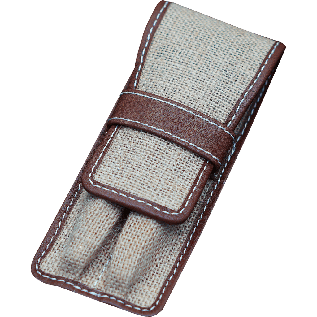 Pen Boutique Yak Leather 2 Pen Jute Cover - Tan/Brown - Pen Boutique Ltd