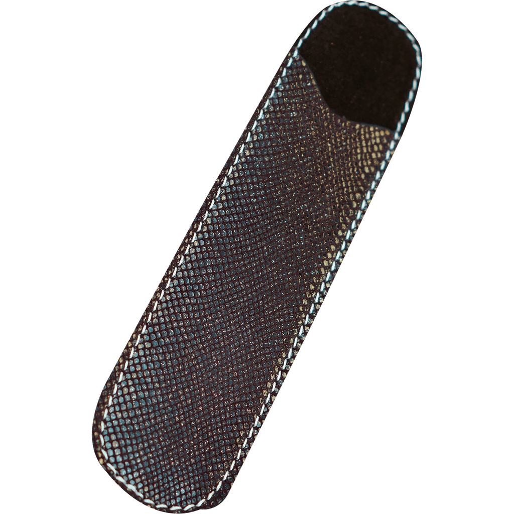 Pen Boutique Yak Leather Single Pen Sleeve - Brown Glitter - Pen Boutique Ltd
