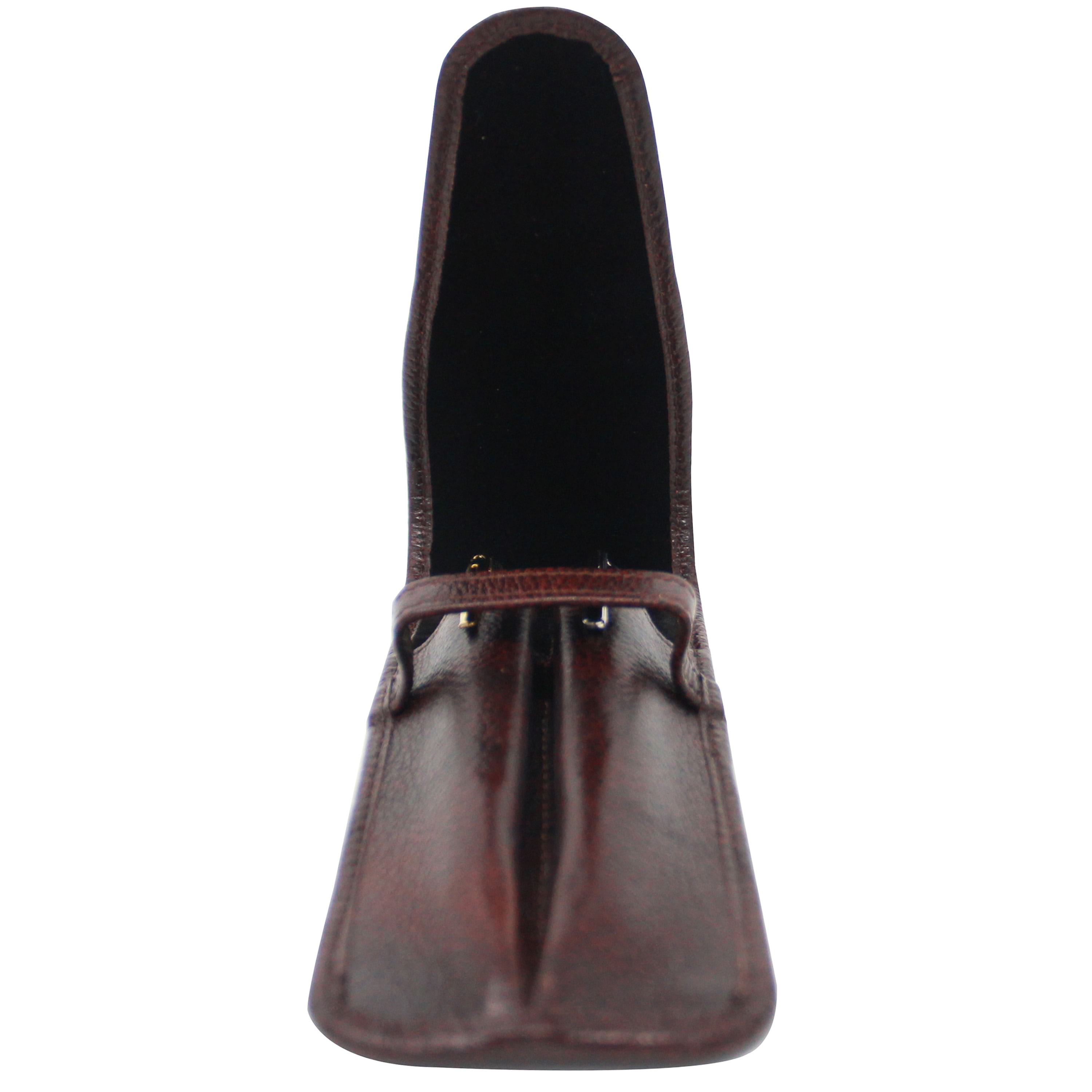 Yak Leather Premium Leather Two Pen Pouch with Flap Brown-Pen Boutique Ltd