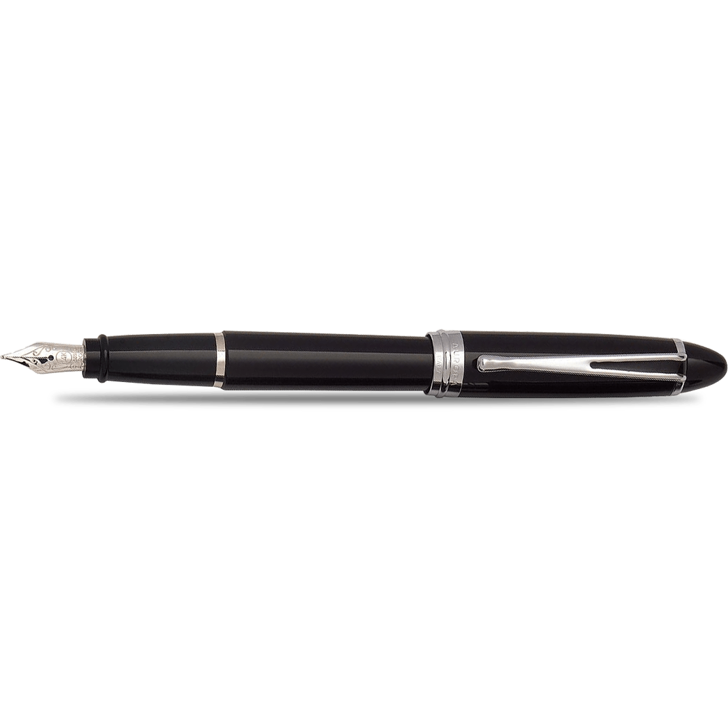 Aurora Ipsilon Deluxe Fountain Pen - Black - Chrome Trim - Pen Boutique Ltd
