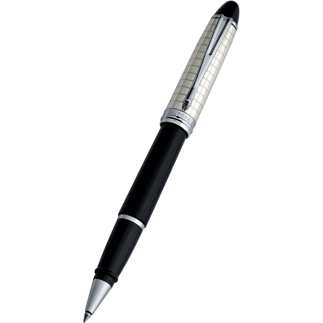 Aurora Ipsilon Rollerball Pen - Black (Quadra Pattern) - Pen Boutique Ltd