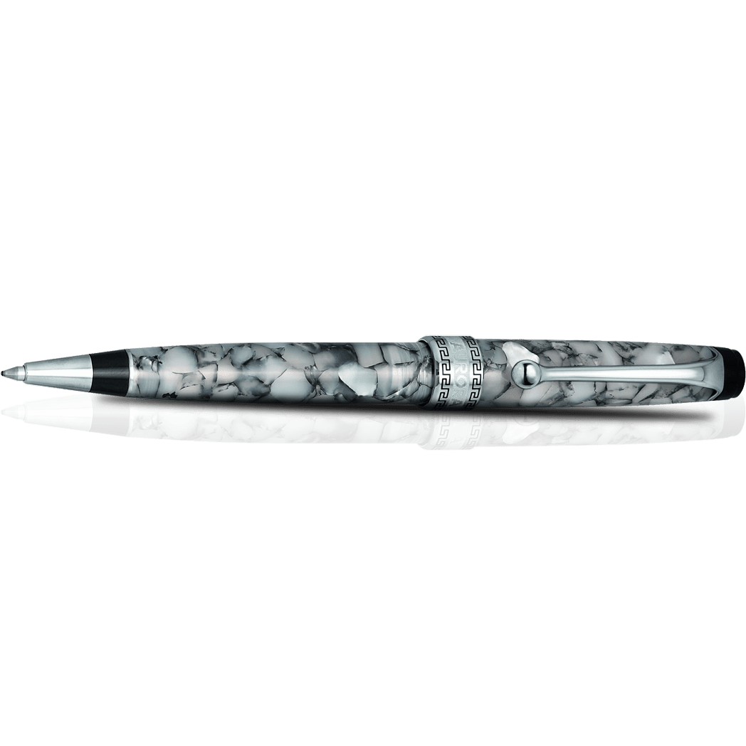 Aurora Optima Auroloide Ballpoint Pen - Nero Perla - Silver Trim - Pen Boutique Ltd