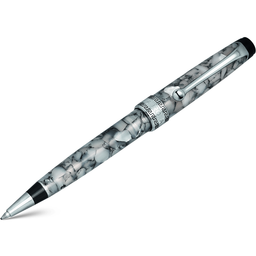 Aurora Optima Auroloide Ballpoint Pen - Nero Perla - Silver Trim - Pen Boutique Ltd