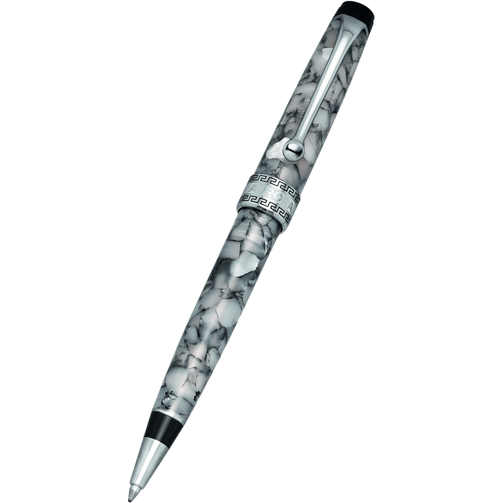 Aurora Optima Auroloide Ballpoint Pen - Nero Perla - Silver Trim - Pen Boutique Ltd