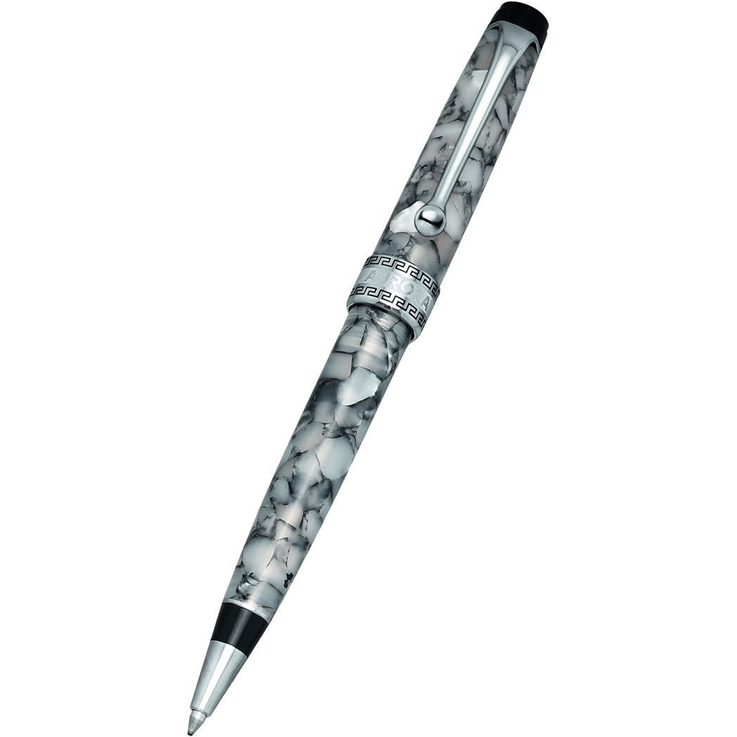 Aurora Optima Auroloide Ballpoint Pen - Nero Perla - Silver Trim - Pen Boutique Ltd