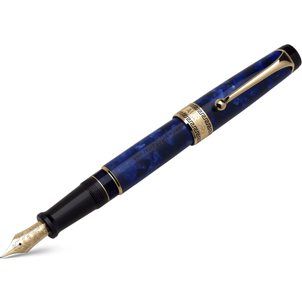 Aurora Optima Auroloide Fountain Pen - Blue - Gold Trim-Pen Boutique Ltd