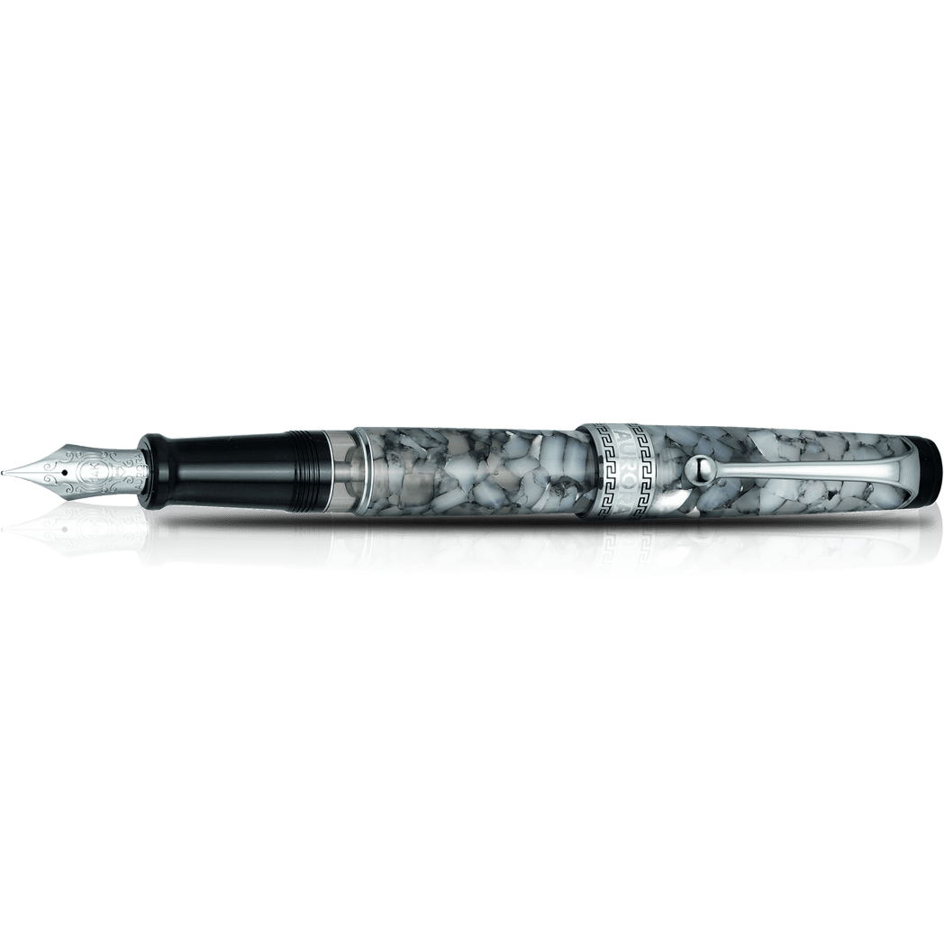 Aurora Optima Auroloide Fountain Pen - Nero Perla - Silver Trim - Pen Boutique Ltd
