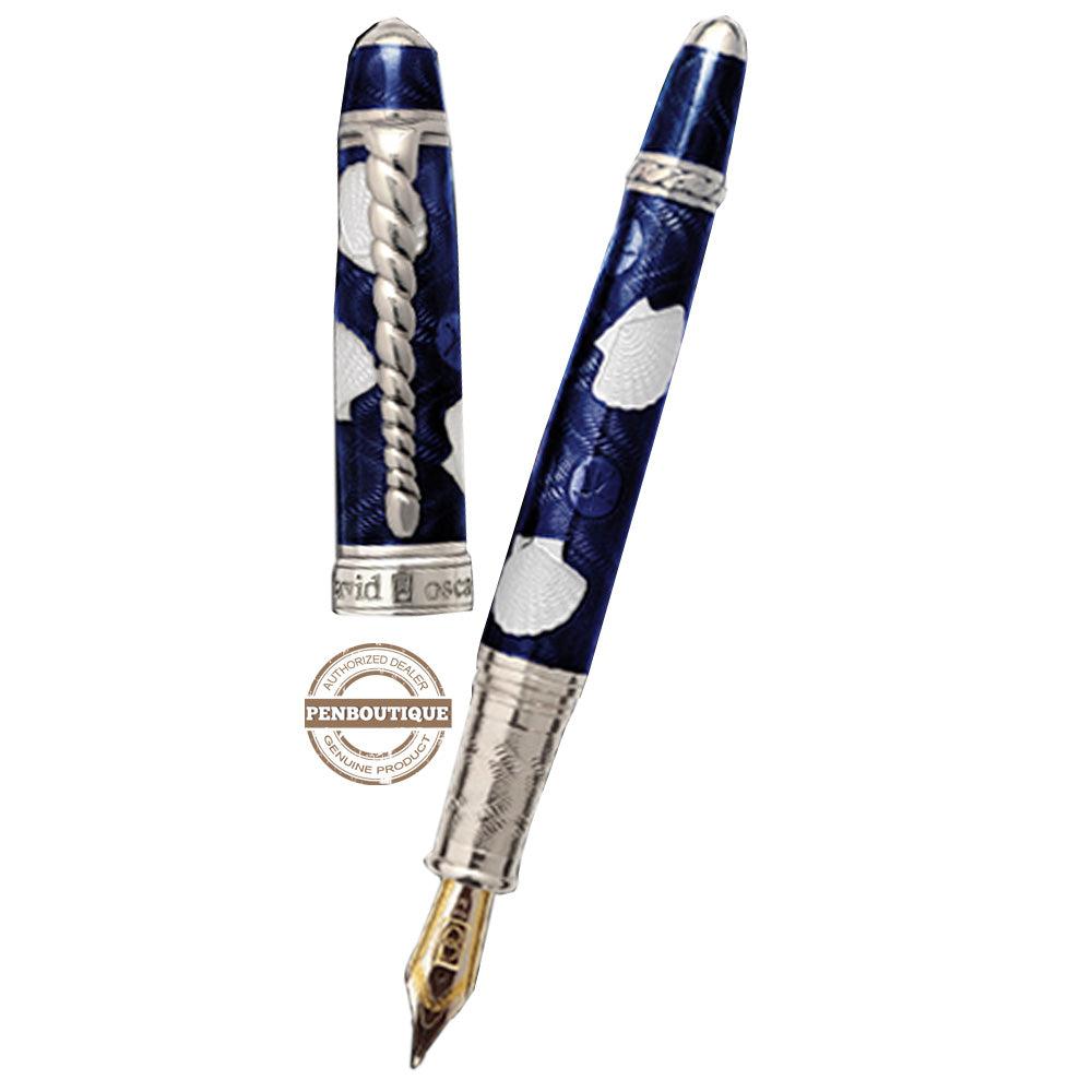 David Oscarson Seaside Fountain Pen - Limited Edition - Ocean Blue/White - Pen Boutique Ltd