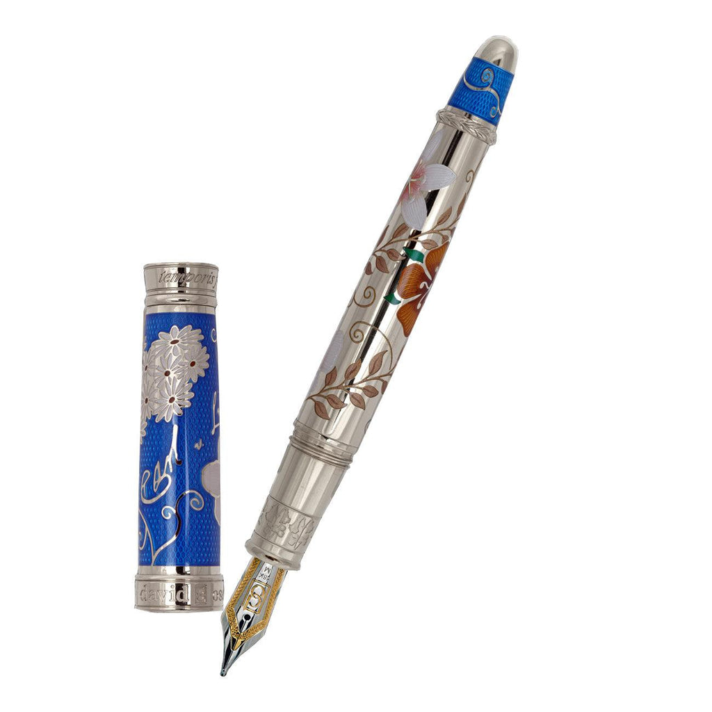 David Osarson Carl Linnaeus Fountain Pen - Royal Blue with Multi-Colored Translucent Hard Enamel - Pen Boutique Ltd
