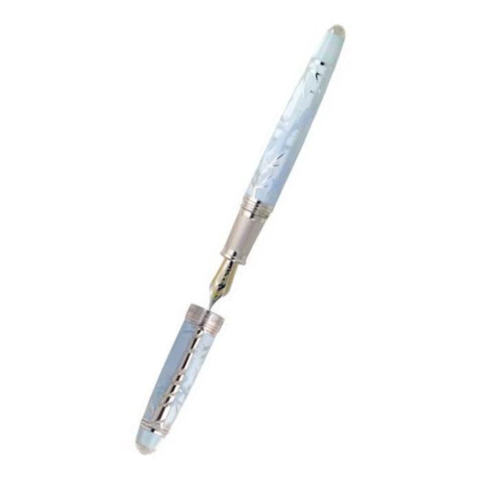 David Oscarson Winter Fountain Pen - Winter Blue & Rhodium - Pen Boutique Ltd