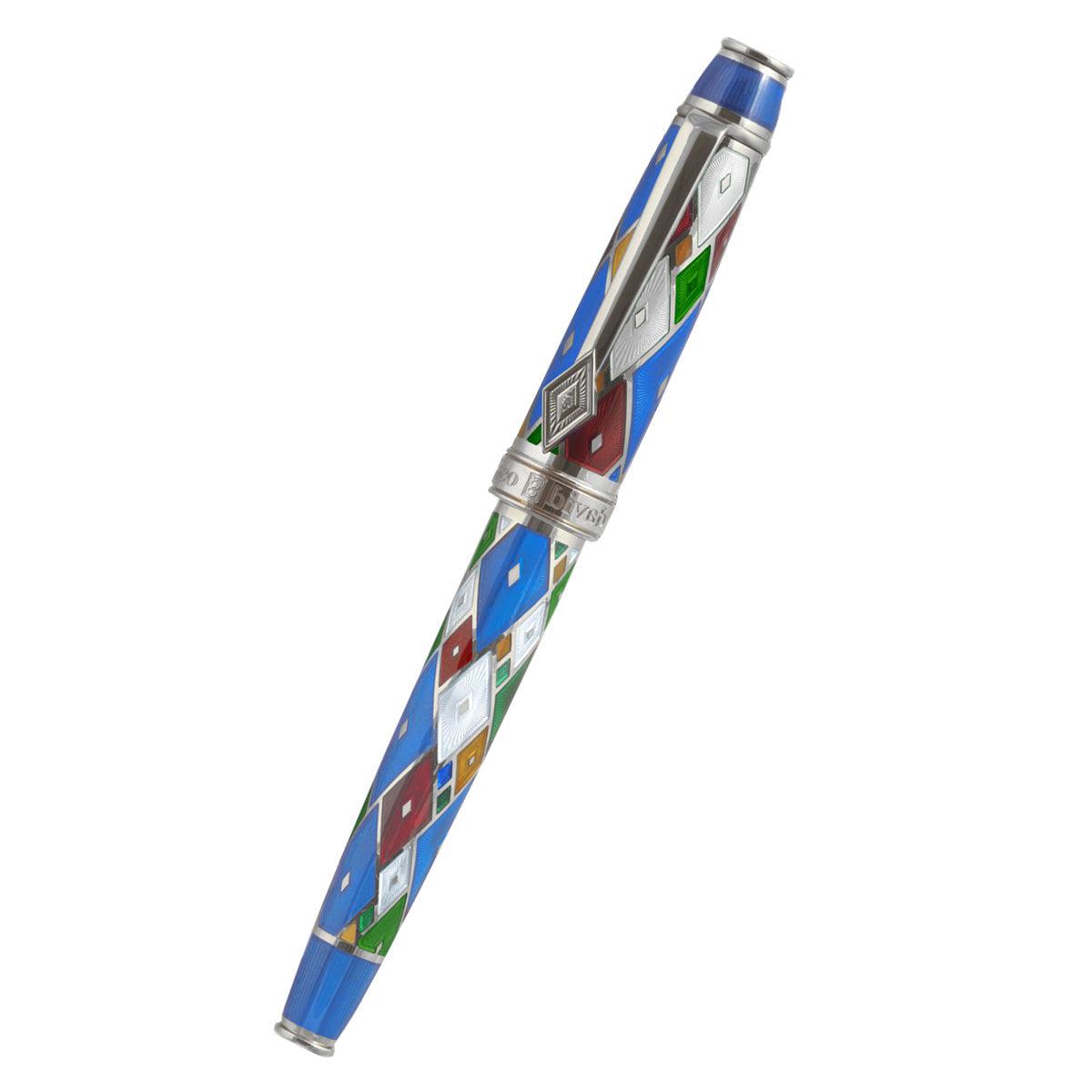 David Oscarson Harlequin Rollerball Pen - Sapphire Blue - Pen Boutique Ltd