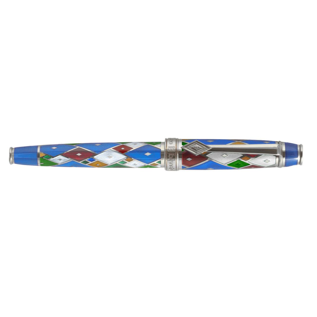 David Oscarson Harlequin Rollerball Pen - Sapphire Blue - Pen Boutique Ltd