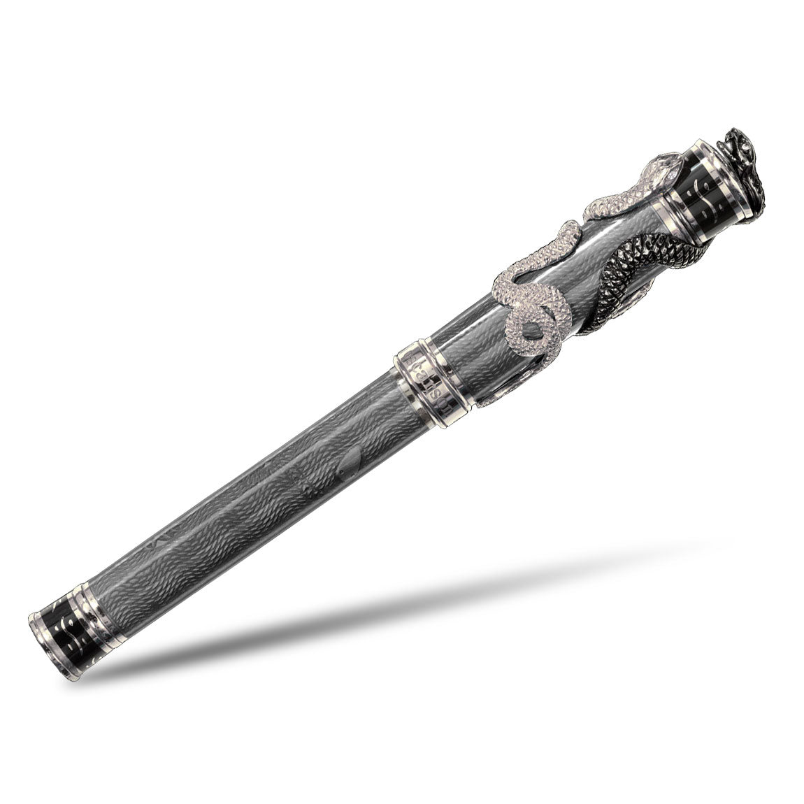 David Oscarson Black Water Snake Rollerball Pen - Translucent Grey and Opaque Black Hard Enamel-Pen Boutique Ltd