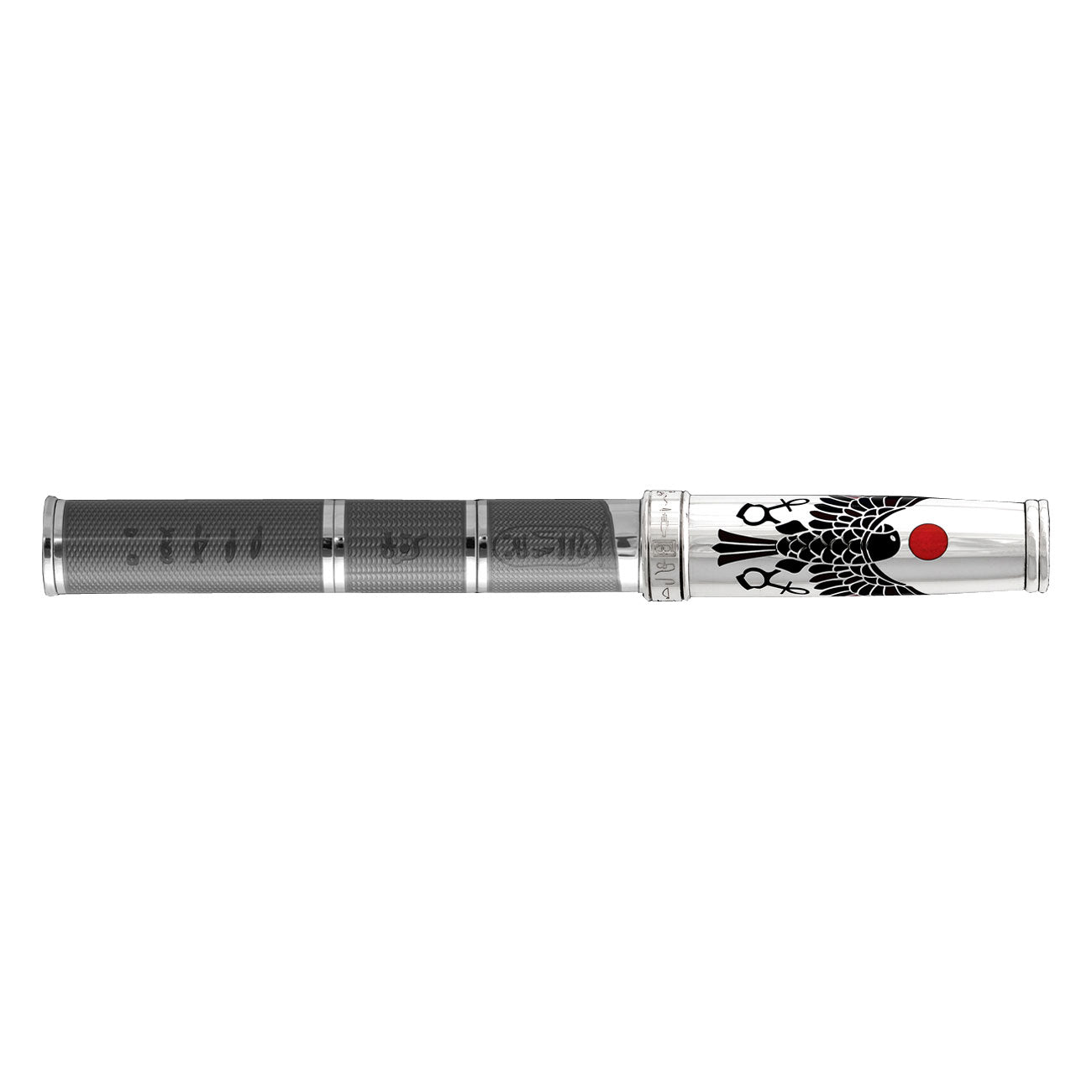 David Oscarson Rosetta Stone Rollerball Pen - Translucent Grey and Opaque Black and Red Hard Enamel-Pen Boutique Ltd