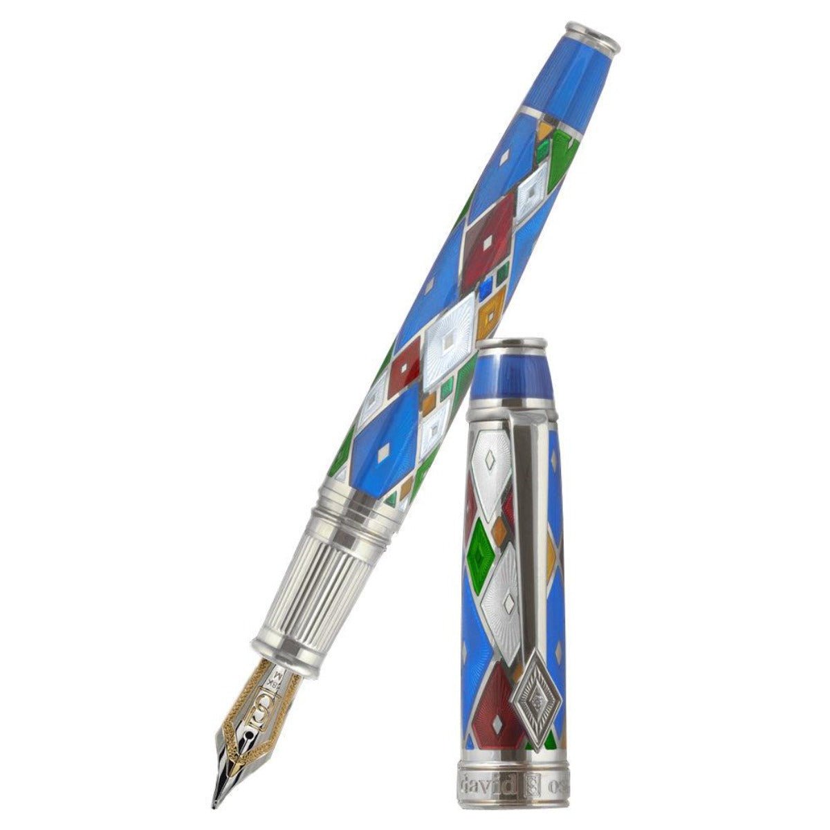 David Oscarson Harlequin Fountain Pen - Sapphire Blue - Pen Boutique Ltd