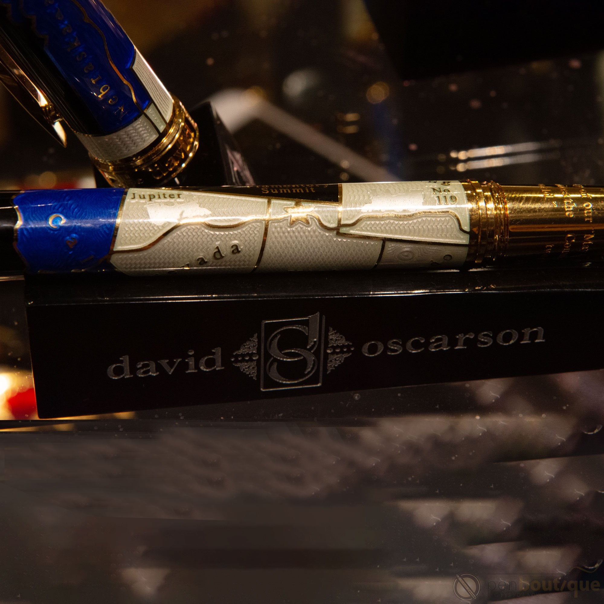 David Oscarson Golden Spike Fountain Pen - Sapphire Blue - Pen Boutique Ltd
