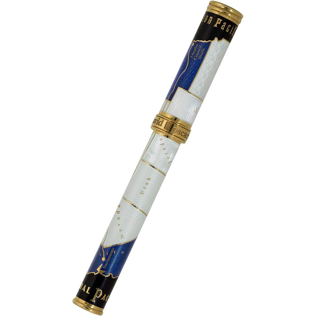 David Oscarson Golden Spike Fountain Pen - Sapphire Blue - Pen Boutique Ltd