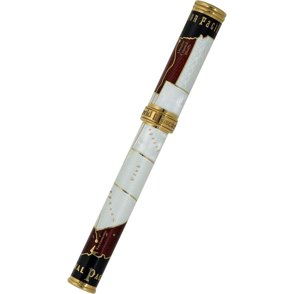 David Oscarson Golden Spike Rollerball Pen - Ruby Red - Pen Boutique Ltd