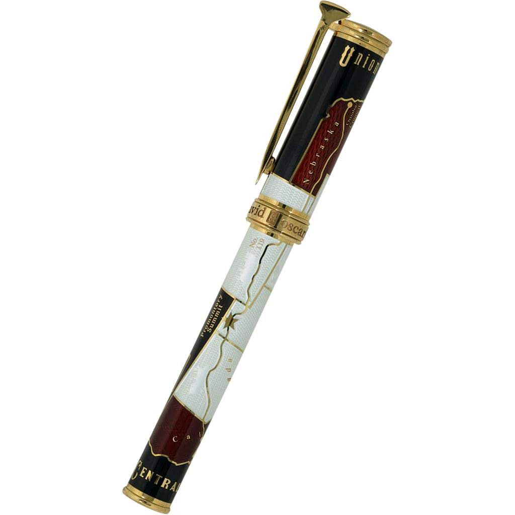 David Oscarson Golden Spike Rollerball Pen - Ruby Red - Pen Boutique Ltd