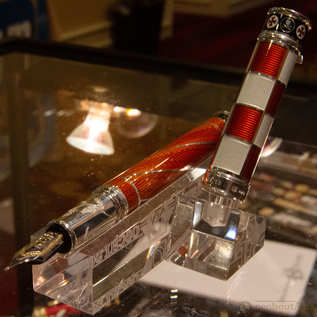 David Oscarson Jacques de Molay Fountain Pen - Red - Pen Boutique Ltd