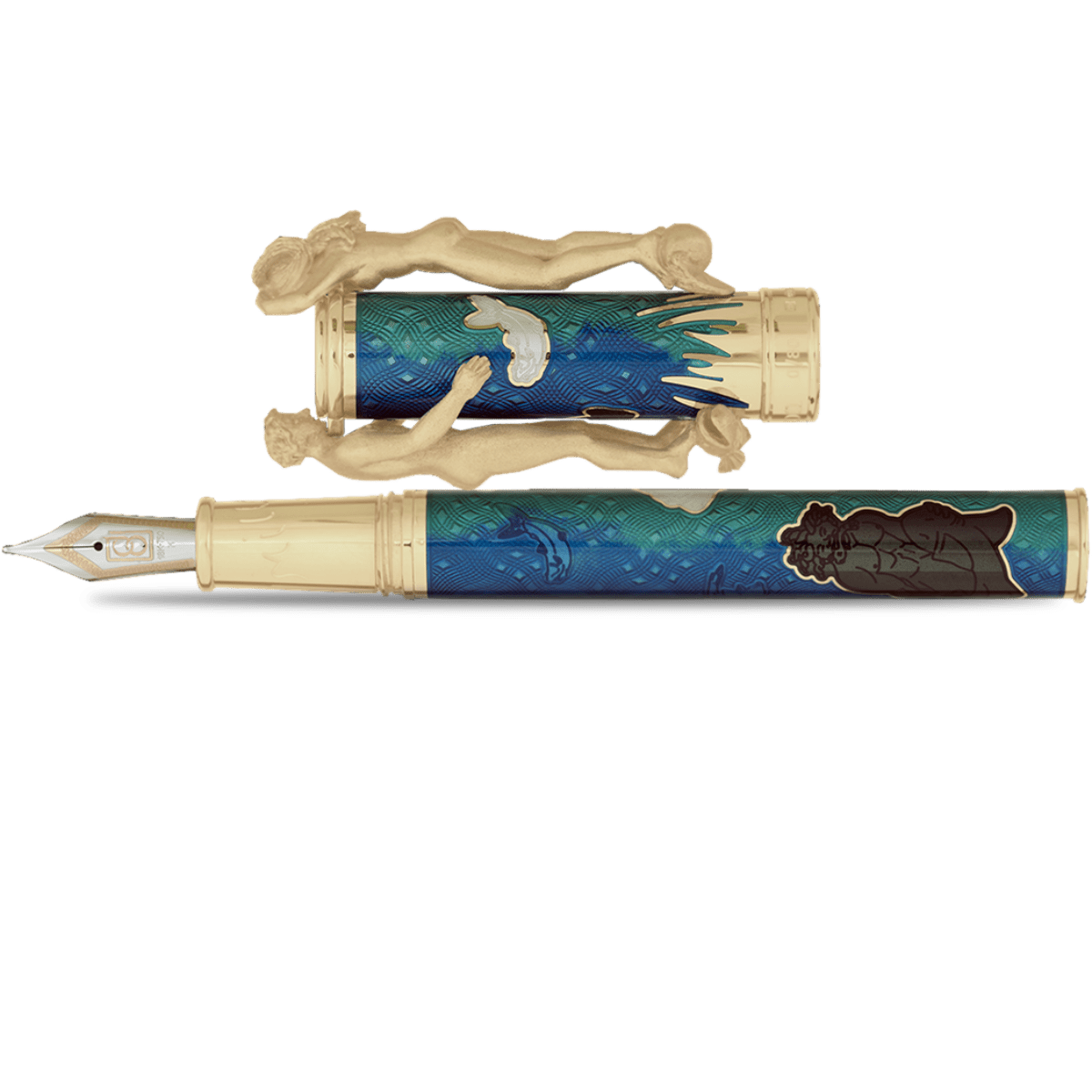 David Oscarson Marriage of the Waters Fountain Pen - Teal - Pen Boutique Ltd