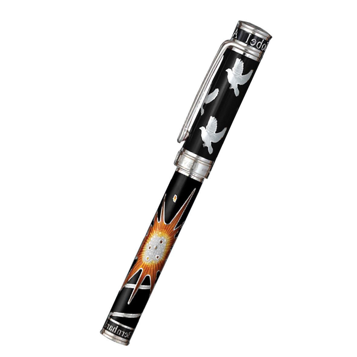 David Oscarson Alfred Bernhard Nobel Rollerball Pen - Black Silver w/ Black Barrel - Pen Boutique Ltd