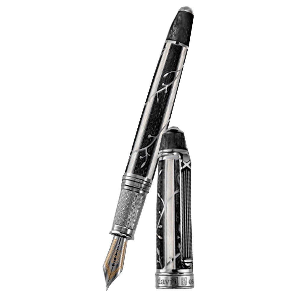 David Oscarson Trellis Fountain Pen - Limited Edition - Black & White/Rhodium Vermeil - Pen Boutique Ltd