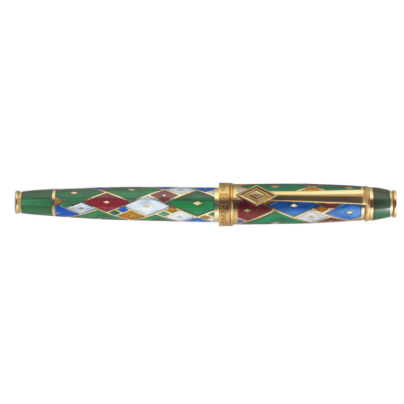 David Oscarson Harlequin Rollerball Pen - Emerald Green - Pen Boutique Ltd