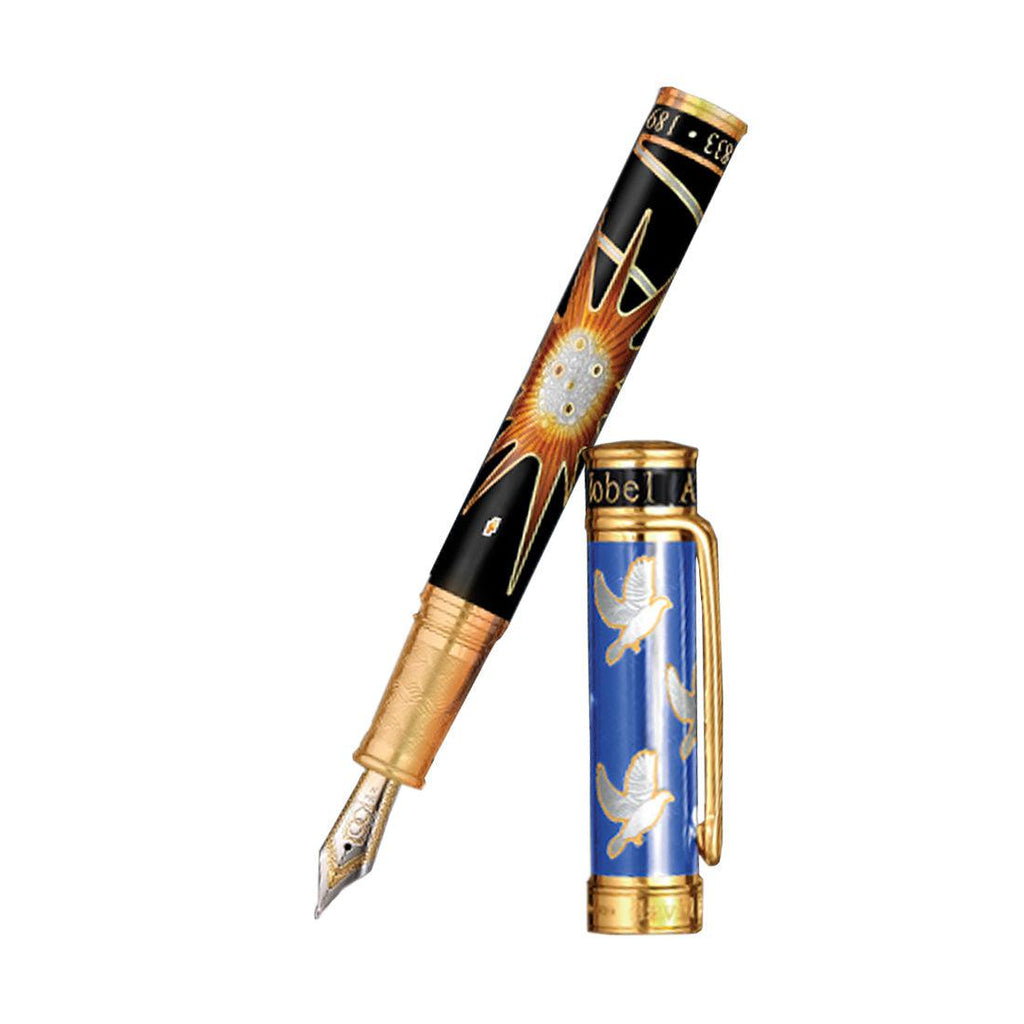 David Oscarson Alfred Bernhard Nobel Fountain Pen - Blue Gold w/ Black Barrel - Pen Boutique Ltd