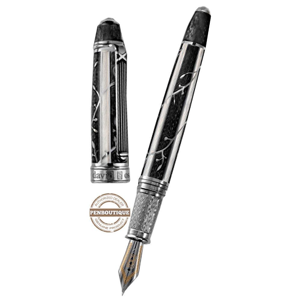 David Oscarson Trellis Fountain Pen - Limited Edition - Black & White/Rhodium Vermeil - Pen Boutique Ltd