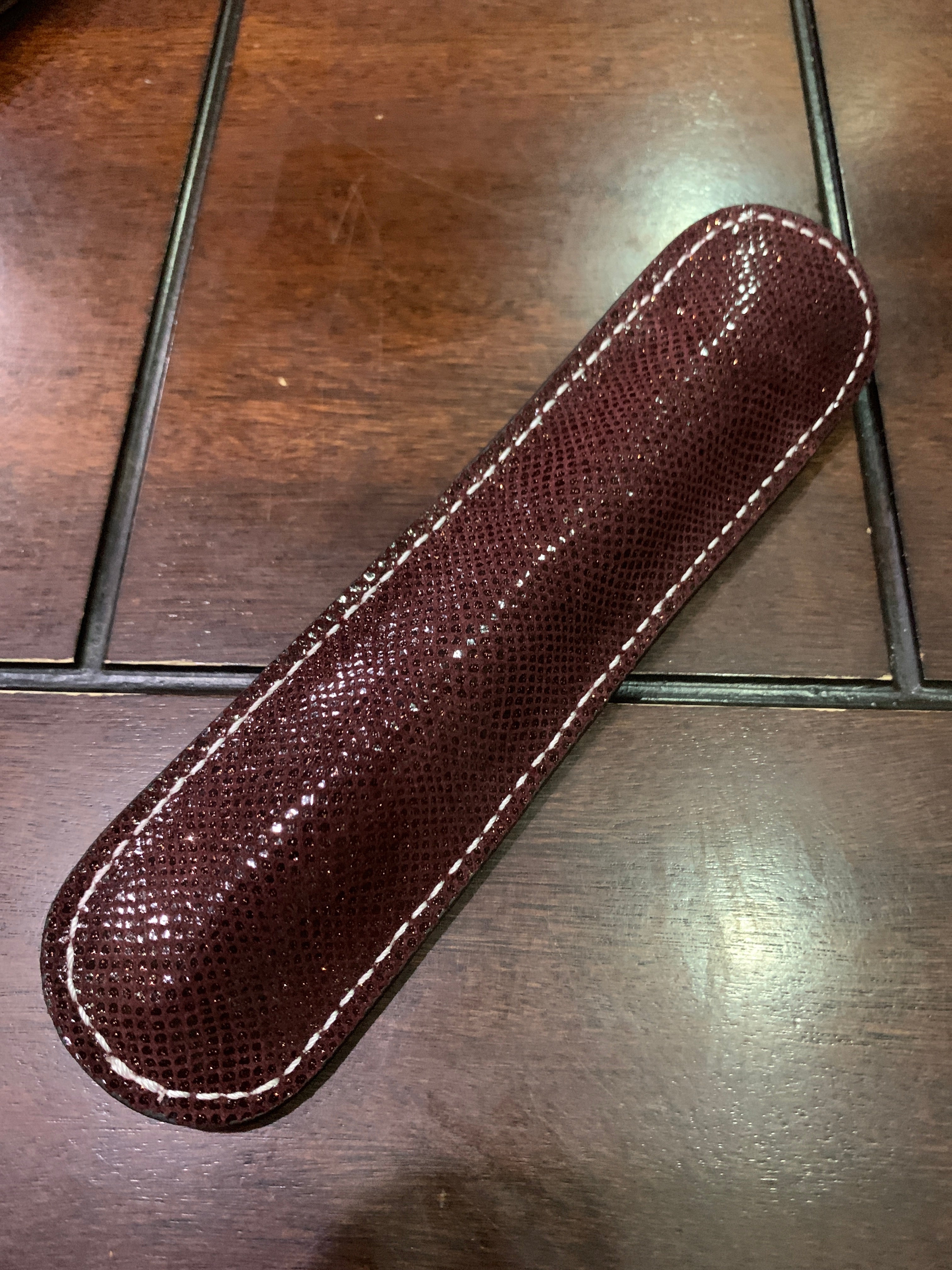 Pen Boutique Yak Leather Single Pen Sleeve - Brown Glitter - Pen Boutique Ltd