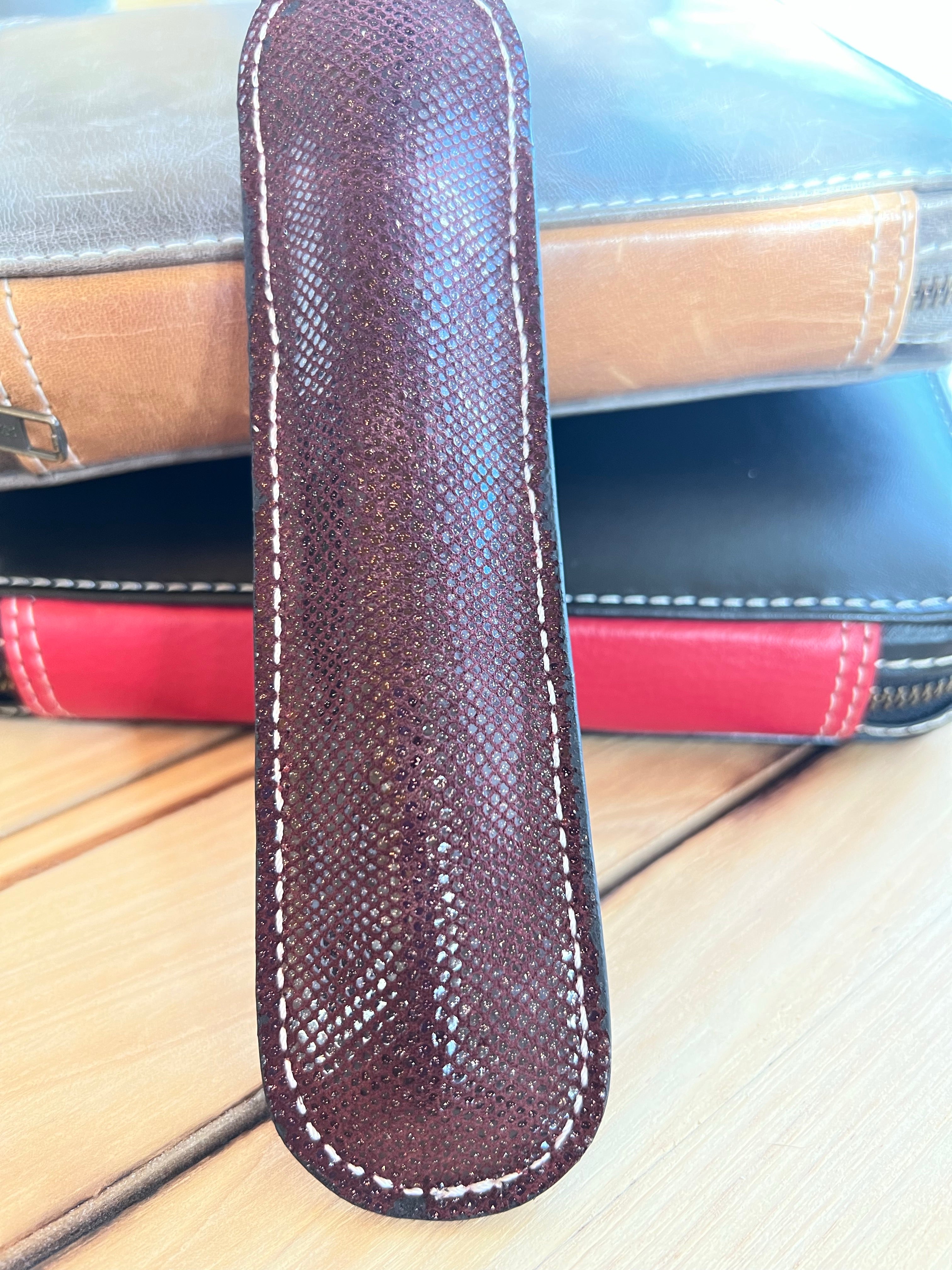 Pen Boutique Yak Leather Single Pen Sleeve - Brown Glitter - Pen Boutique Ltd