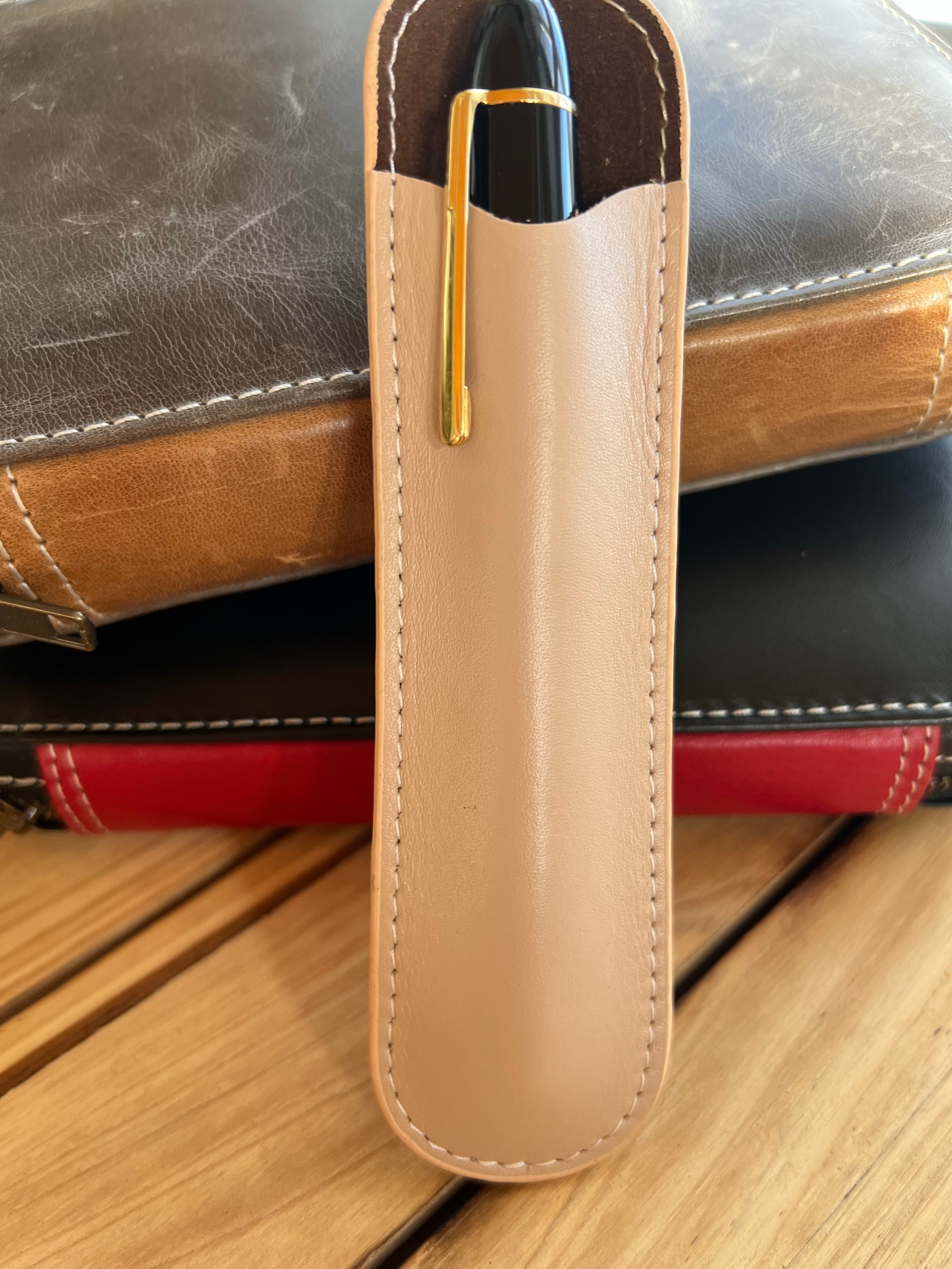 Pen Boutique Yak Leather Single Pen Sleeve - Nude - Pen Boutique Ltd