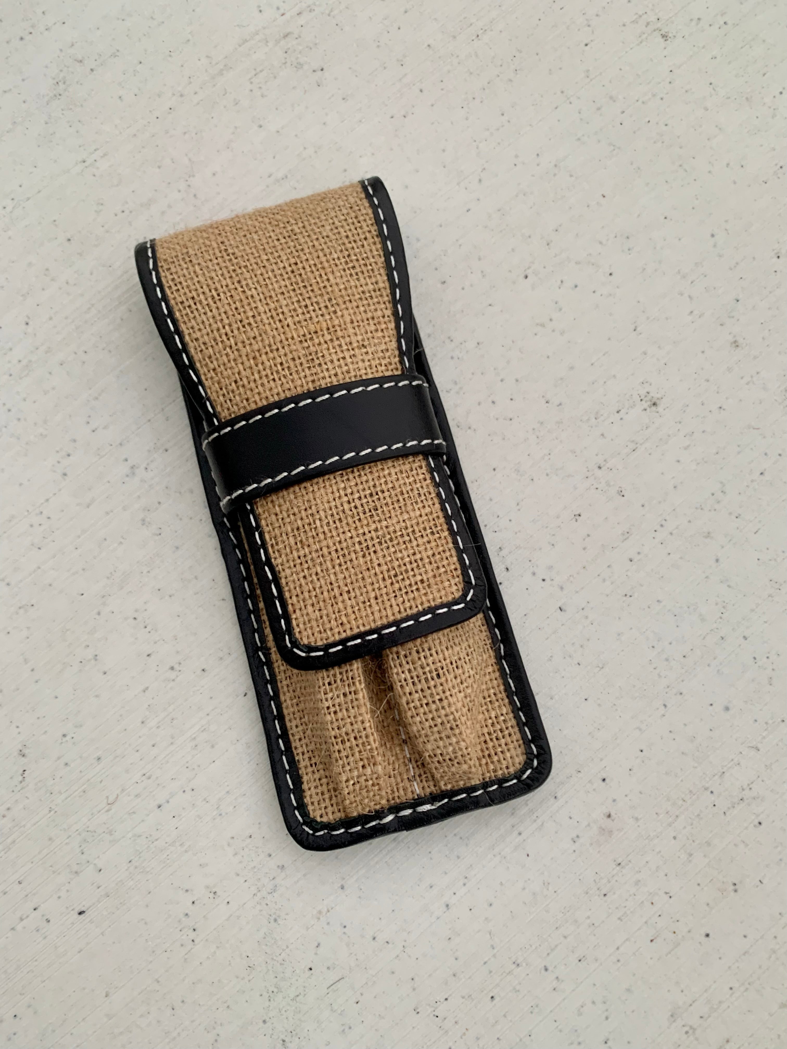 Pen Boutique Yak Leather 2 Pen Jute Cover - Black - Pen Boutique Ltd
