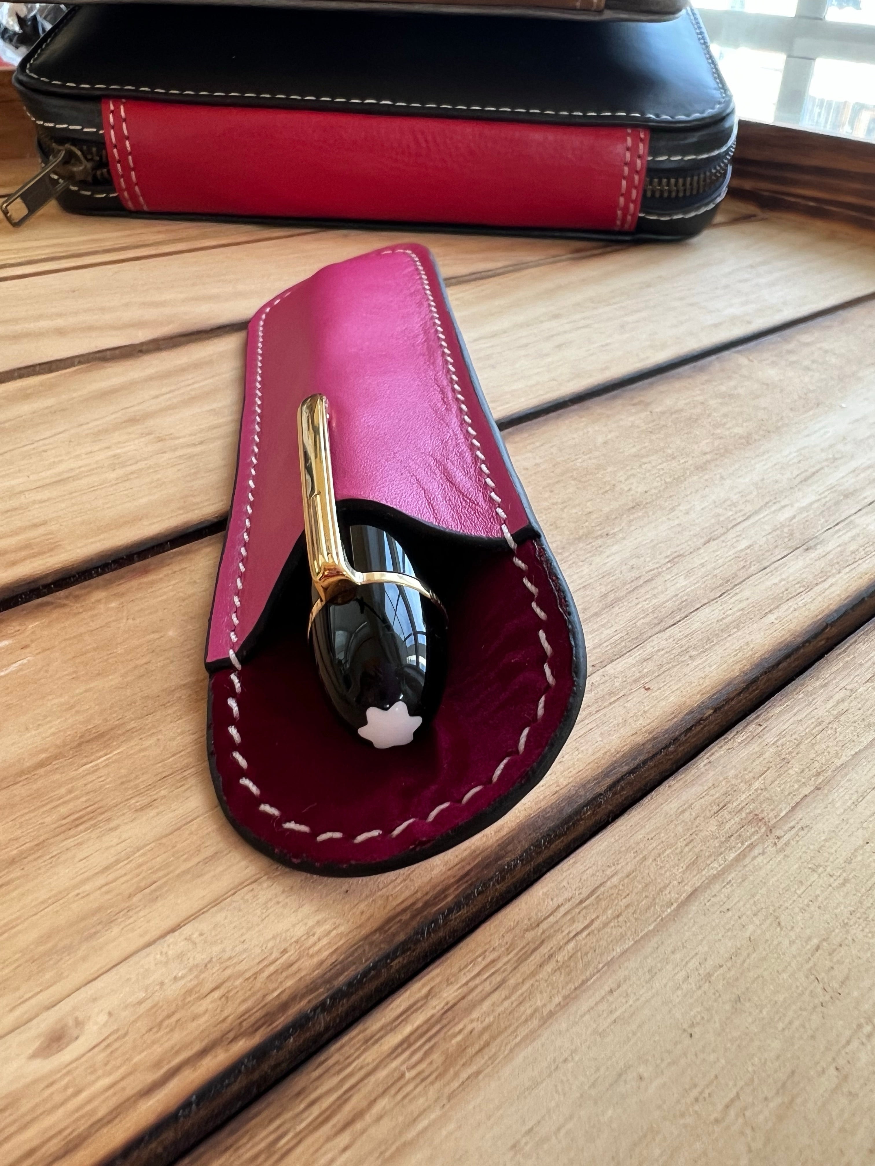 Pen Boutique Yak Leather Single Pen Sleeve - Pink - Pen Boutique Ltd