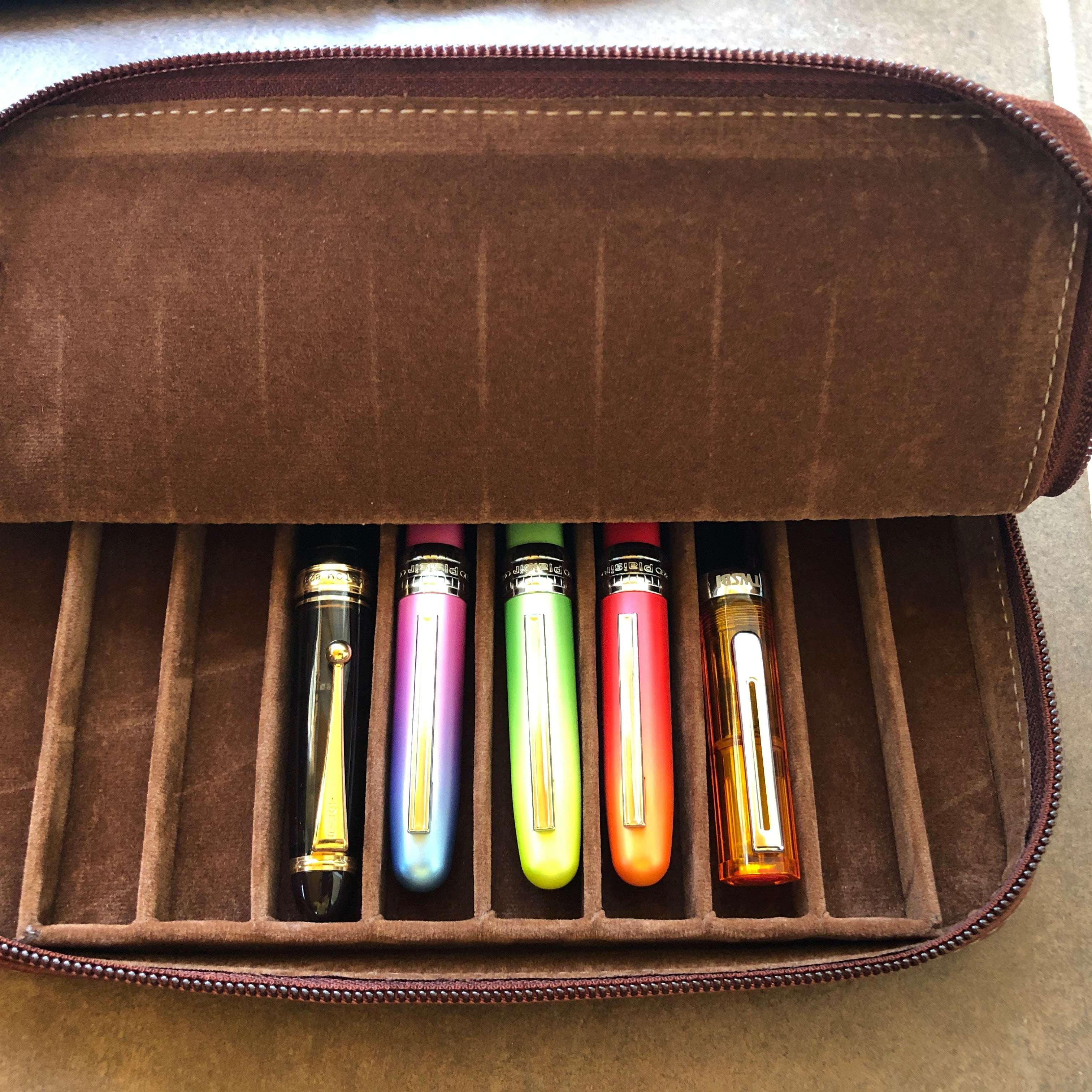 Pen Boutique Yak Leather 10 Pen Holder - Tan - Pen Boutique Ltd