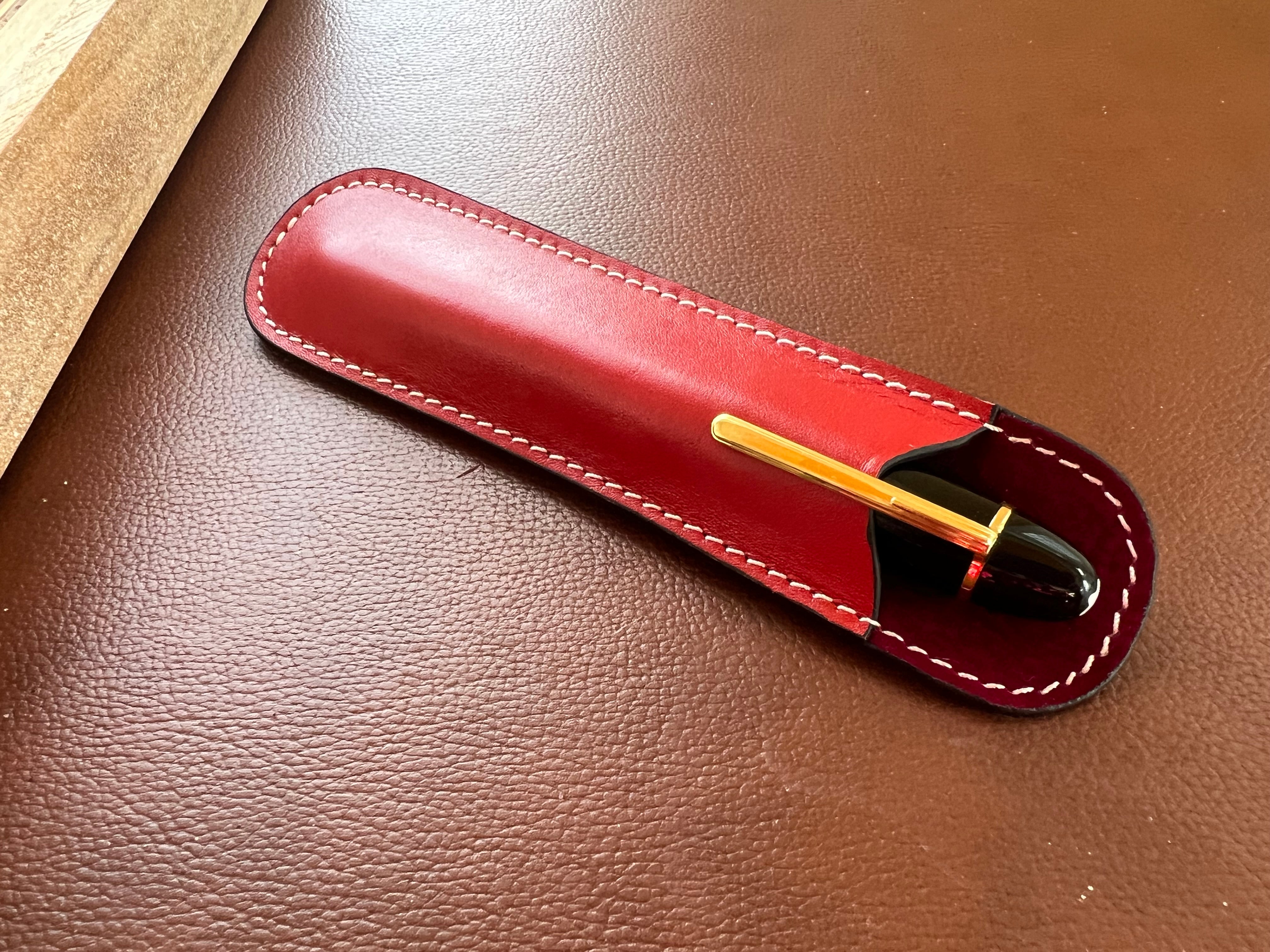 Pen Boutique Yak Leather Single Pen Sleeve - Red - Pen Boutique Ltd