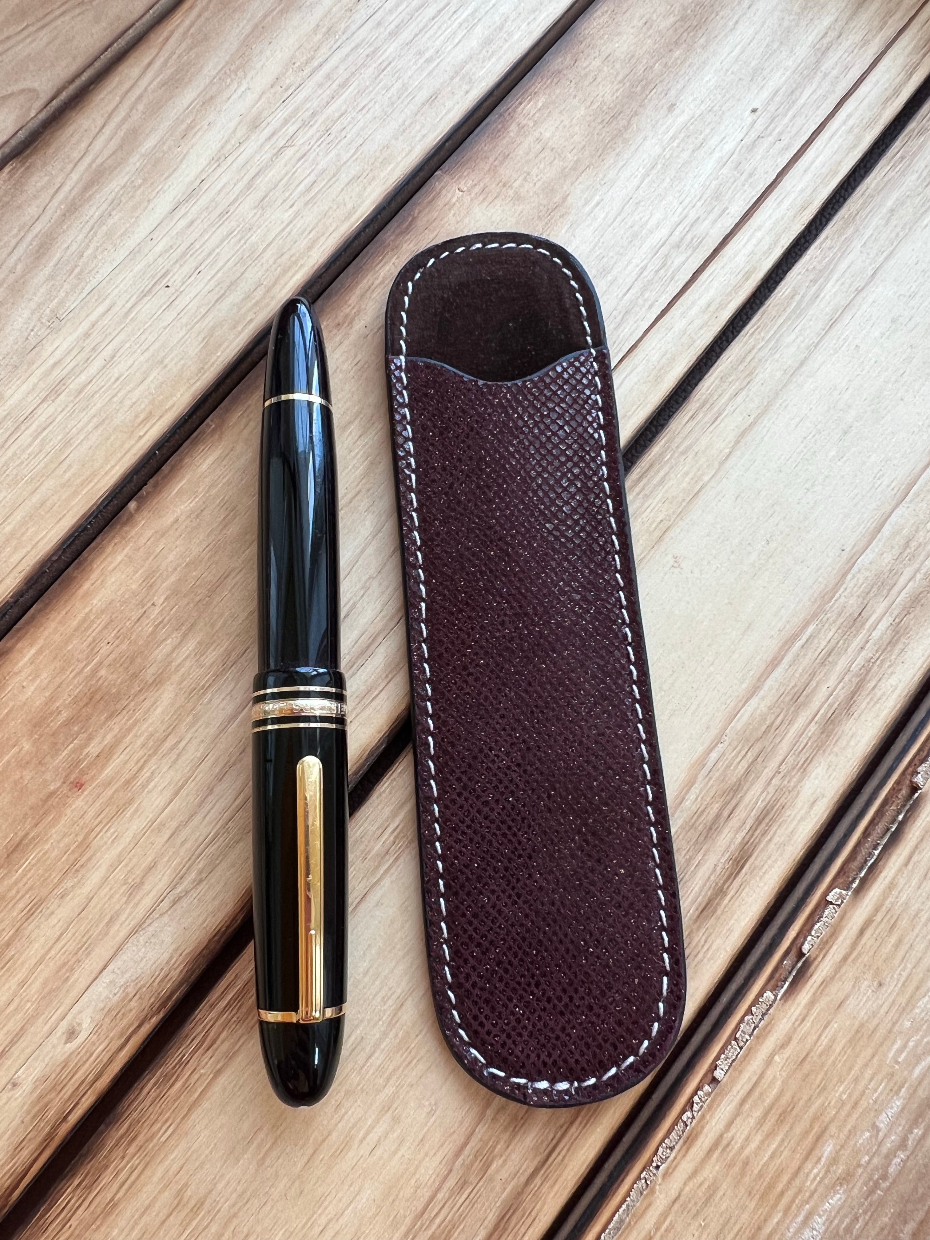 Pen Boutique Yak Leather Single Pen Sleeve - Brown Glitter - Pen Boutique Ltd
